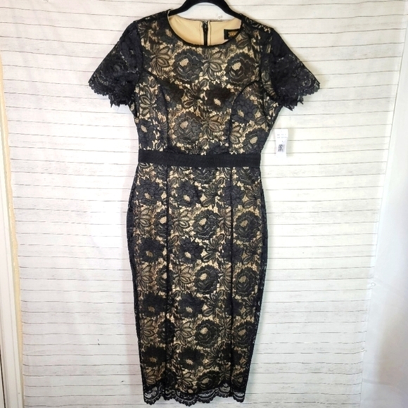 Alexia Admor Black and Gold Lace Midi Dress - Picture 4 of 13